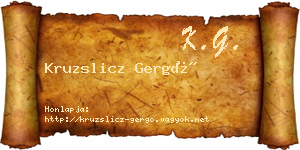 Kruzslicz Gergő névjegykártya