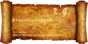 Kruzslicz Gergő névjegykártya